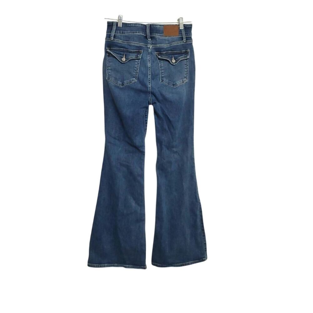 JUDY BLUE Flare High Rise Button Flap Pocket Dark Wash Stretch Jeans - Picture 8 of 12